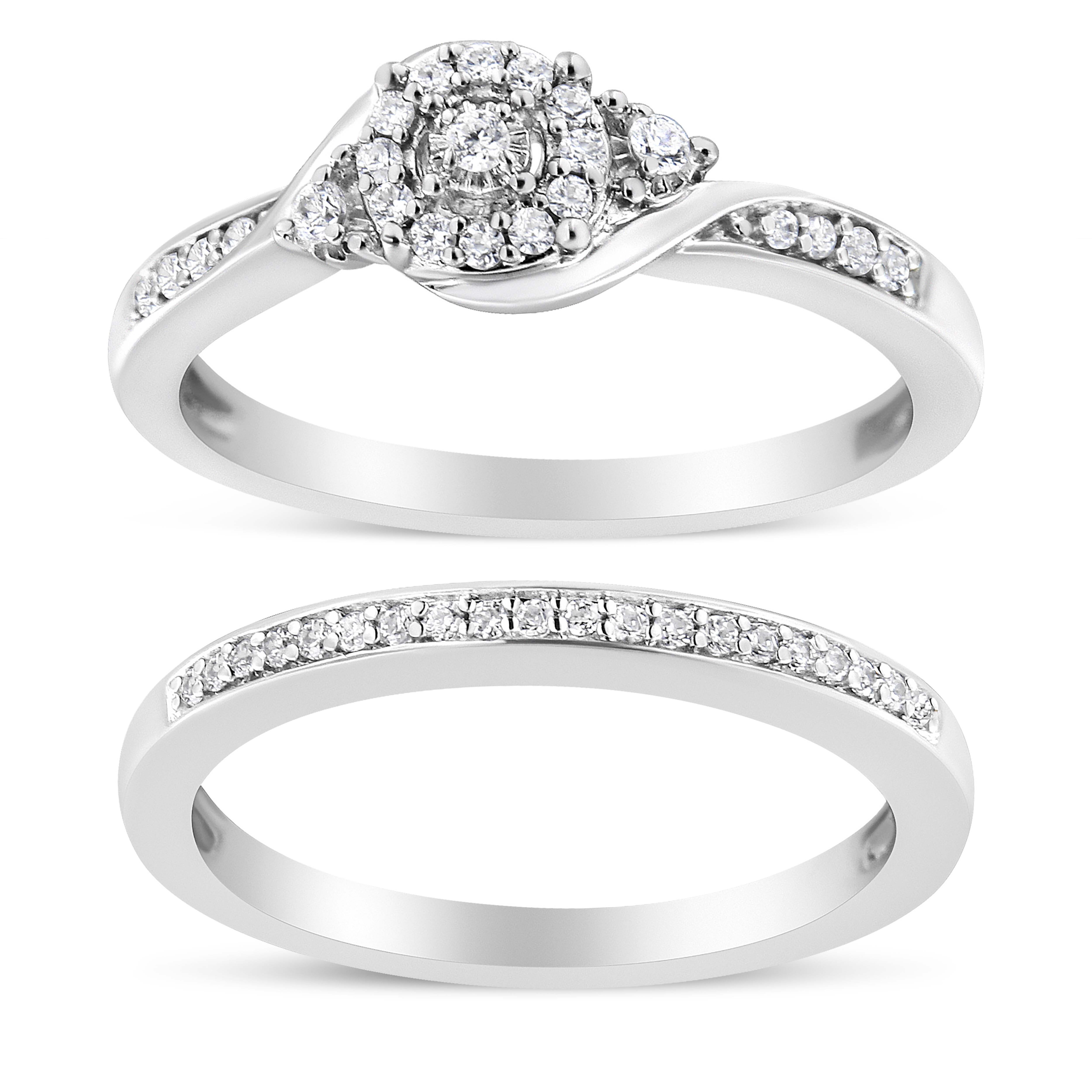 .925 Sterling Silver 1/4 Cttw Diamond Halo